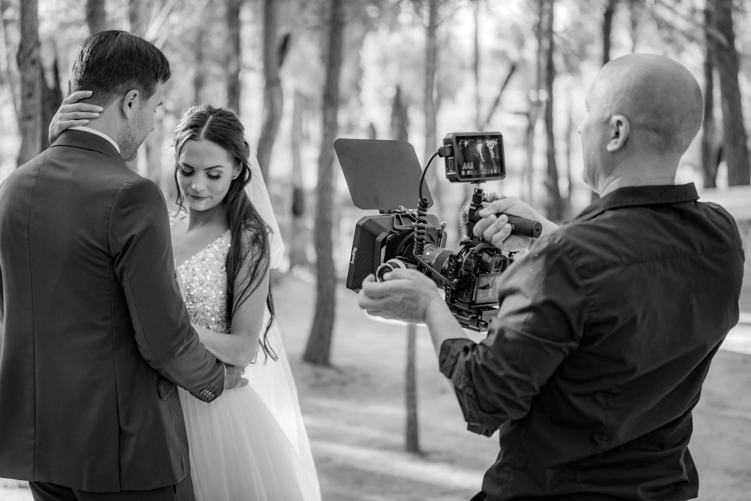 Behind the scenes on a wedding shoot
