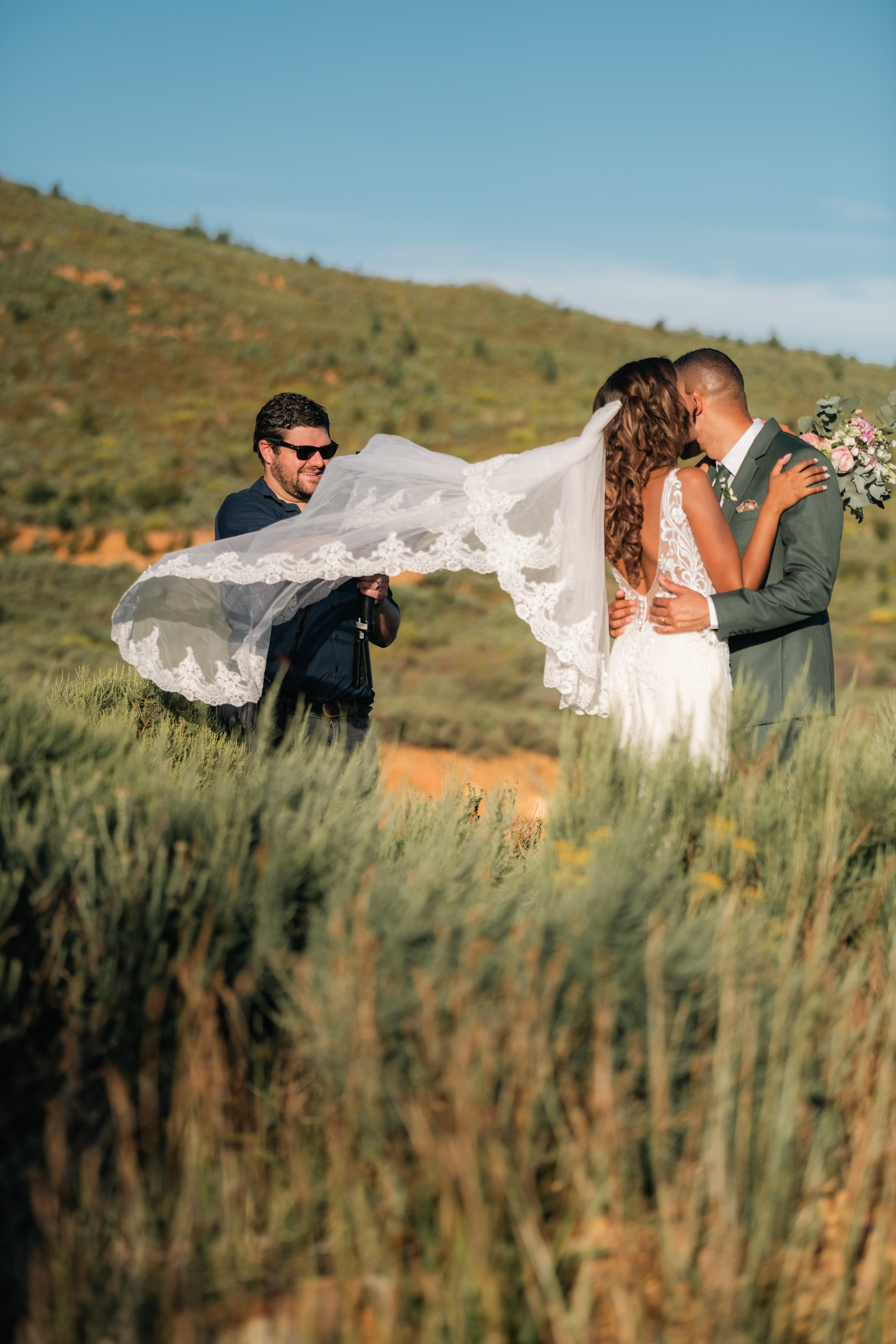 Champagne moment on the wedding day